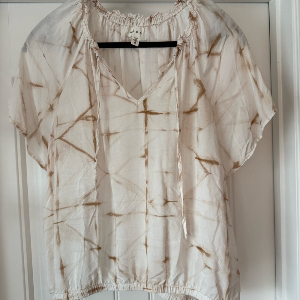 Cloth & Stone white peasant tie dye blouse, size XL - Picture 3 of 6